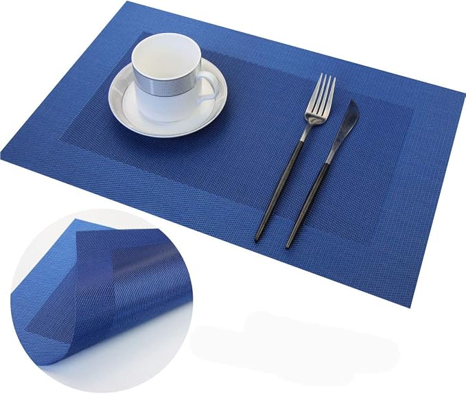 PIGCHCY Elegant Placemats Set of 6 and Table Runner Washable Vinyl Placemats - Image 5