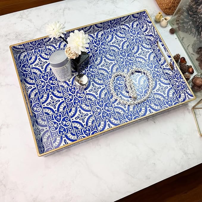 Serving Tray with Handles, Rectangular Decorative Trays - Image 4