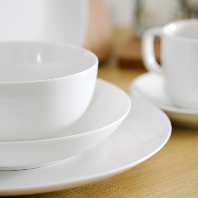 Brew To A Tea BTaT- White Soup Bowls Set of 12, 16 Ounces, Porcelain Dishes - Image 8