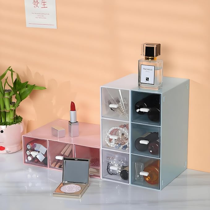 Desk Organizer 3 Drawers, Stackable Makeup Organizer, Small Toolbox | 1 Teir - Image 2