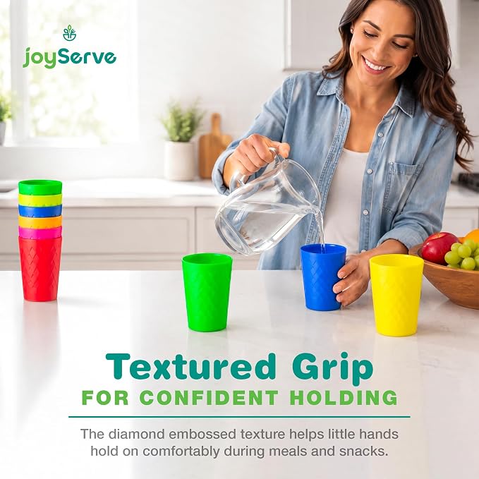 JoyServe Kids Plastic Tumblers, 10 oz Reusable Drinking Cups, Unbreakable - Image 7