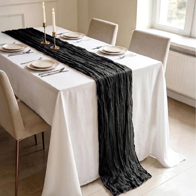 10 Pack Black Cheesecloth Table Runner 21 x 120 Inch Boho Gauze Sheer Table - Image 3