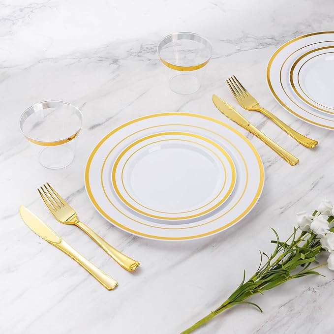 600 Pieces Gold Disposable Plastic Plates - Image 2