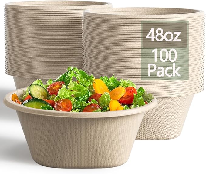 48 Oz Natural Disposable Paper Bowls by Homestockplus