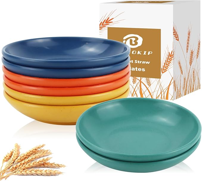 4 Inch Soy Sauce Dishes 8 Pieces, Lightweight and Unbreakable Wheat Straw Plates by BUSOKIP