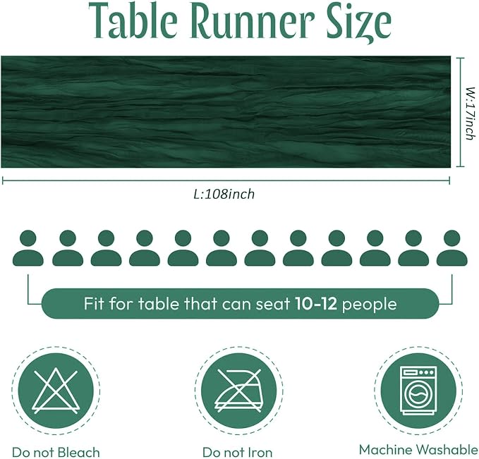 12 Pack Emerald Green Cheesecloth Table Runner 17 x 108 Inch Gauze Table Runner - Image 2