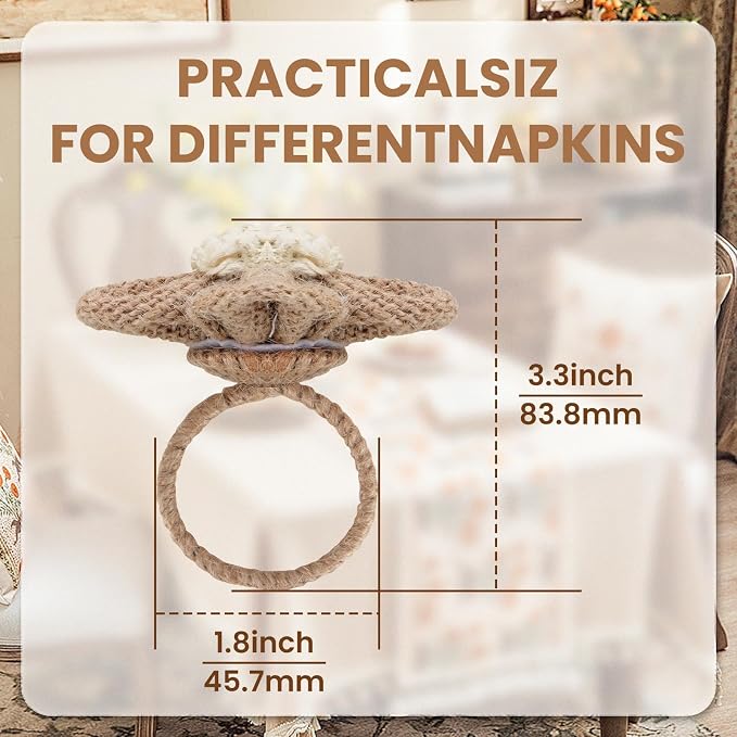Napkin Rings Set of 12 Handmade Rustic Napkin Rings Reusable Boho Napkin Ring - Image 3
