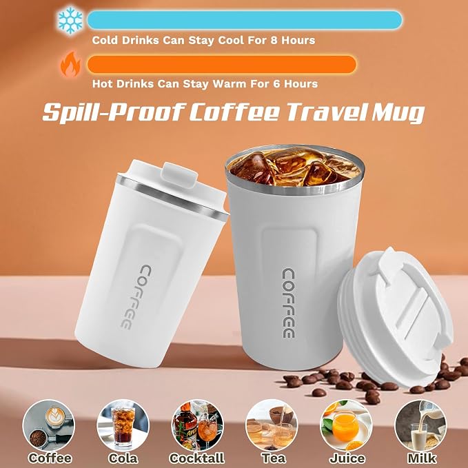 SPLMIFA Travel Coffee Mugs Leak-Proof, Reusable Coffee Cups - Image 2