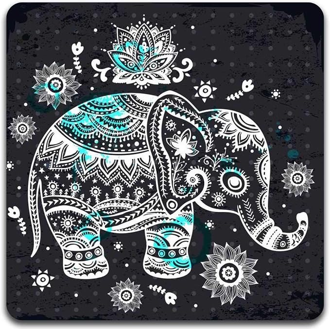 Hand Drawn Elephant Square Coaster Set - Image 5