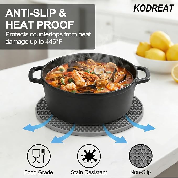 4 Pack Silicone Trivets for Hot Dishes | Heat-Resistant Non-Slip Hot Pads for - Image 2