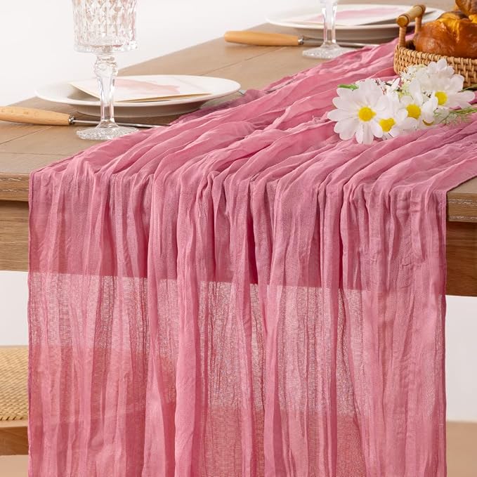 3 Pack Mauve Cheesecloth Table Runner10ft Rustic Sheer Gauze Runner | - Image 2