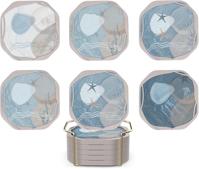 UMIRRO Absorbent Felt & Silicone Coasters Set of 6 by Umirro
