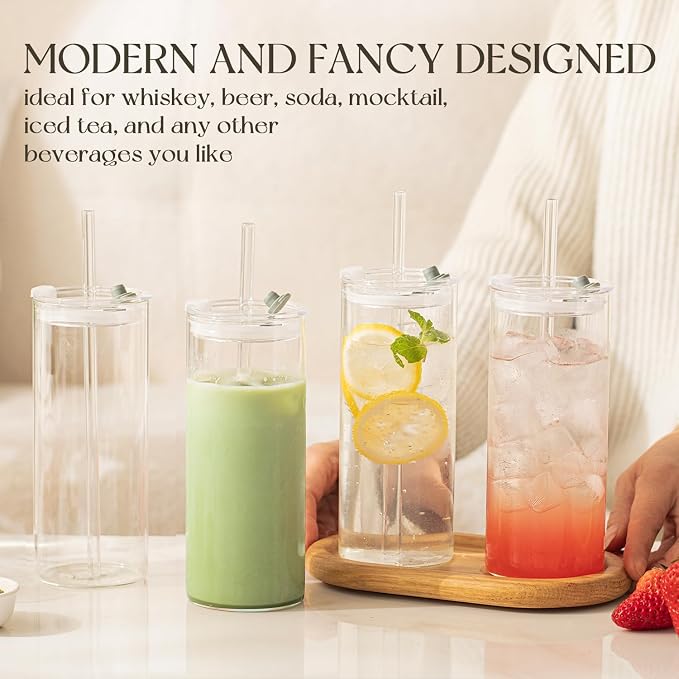 KEMORELA 6-Pack 18oz Large Round Glass Cups - Image 4
