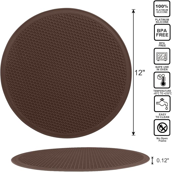 Brown Silicone Microwave Mat 12 inch Extra Large Multi-Use Microwave Mat Heat - Image 7