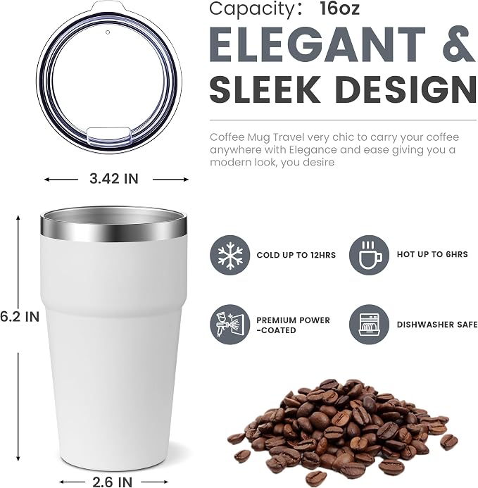 MEWAY 16oz Stainless Steel Tumbler Travel Coffee Mug - Image 2