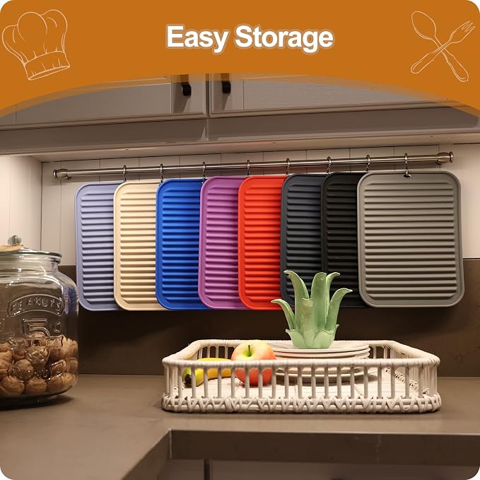 2 Pack Square Trivets for Hot Dishes | 9*12in Silicone Hot Pads for Kitchen - Image 6