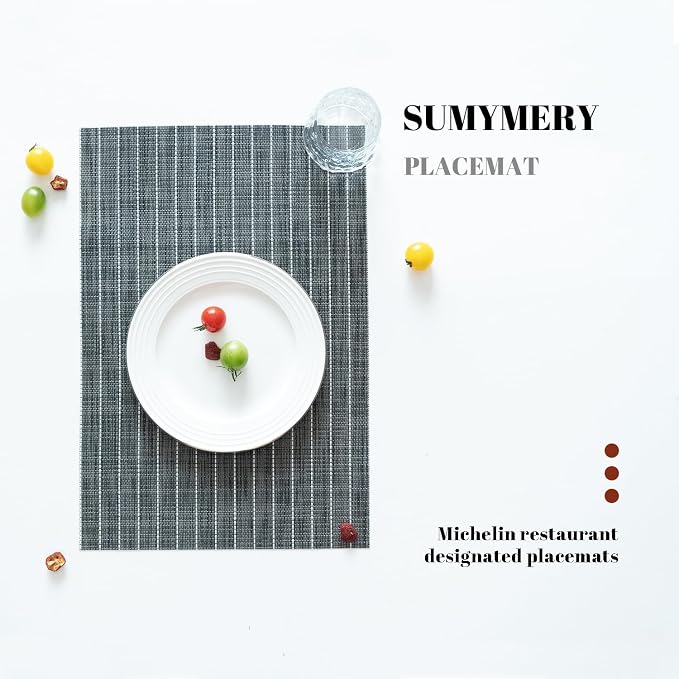 Placemats Set of 6 Vinyl/Plastic Woven Place Mats - Image 5