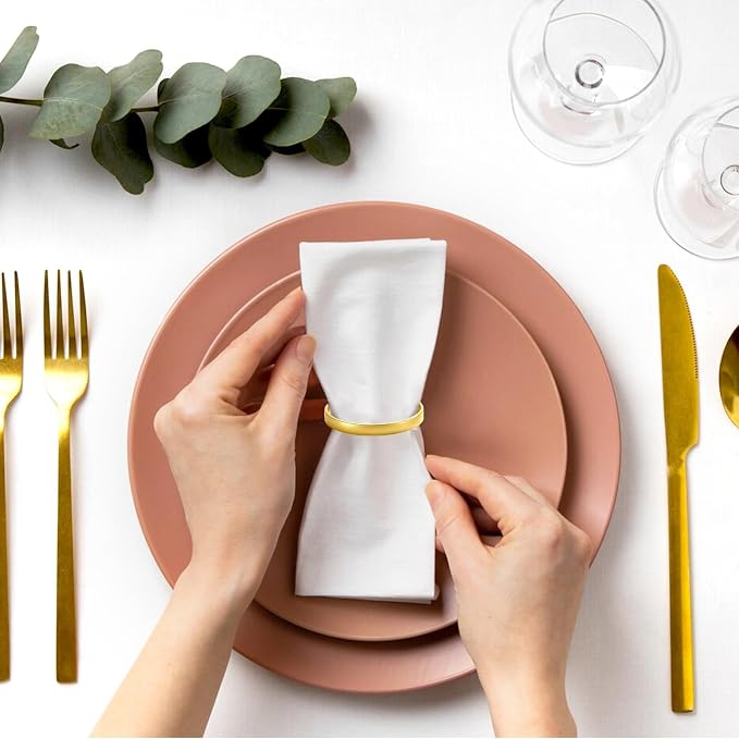 Gold Napkin Rings Set of 12, Metal Holders - Image 7