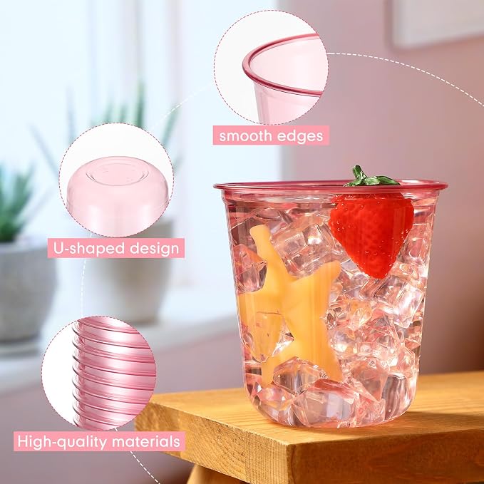 Ziliny 100 Pcs Disposable Stemless Glasses 12oz Crystal Plastic Wine Glasses - Image 4
