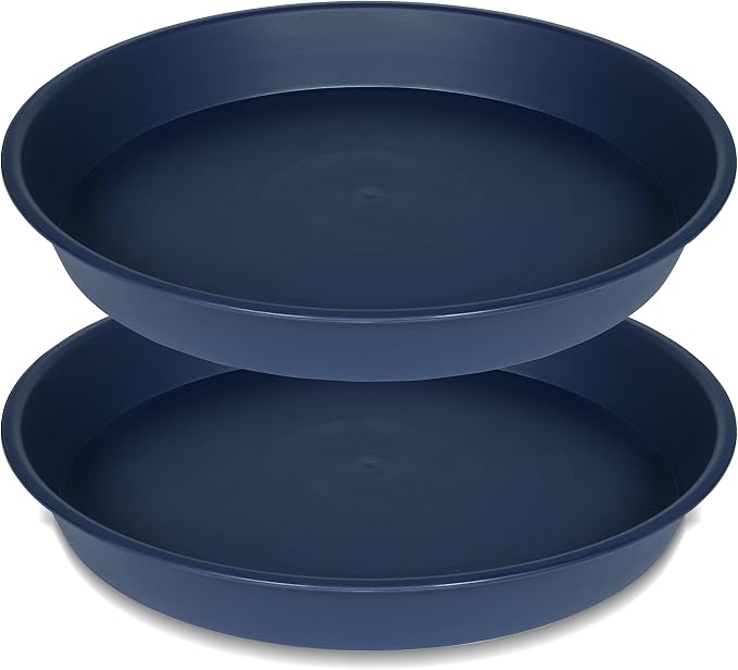 2 Pack of 10 inch Plant Saucer Gray, Heavy Duty Plastic Plant Saucer 10 inch by Bleuhome