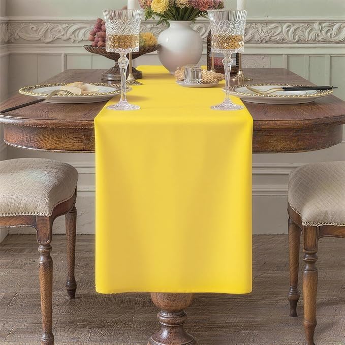 Yellow Table Runner, Waterproof Washable Runners 60 Inches Long | Reusable by KAIPHO
