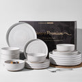 Stoneware Dinnerware Sets for 6, Coupe Plates & Bowls, Chip & Scratch Resistant by FamiwarePremium
