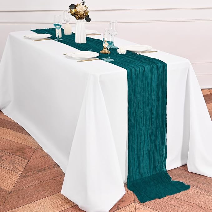 4 Pack Teal Table Runner 17 x 108inch Cheesecloth Table Runner Boho Gauze Table - Image 6
