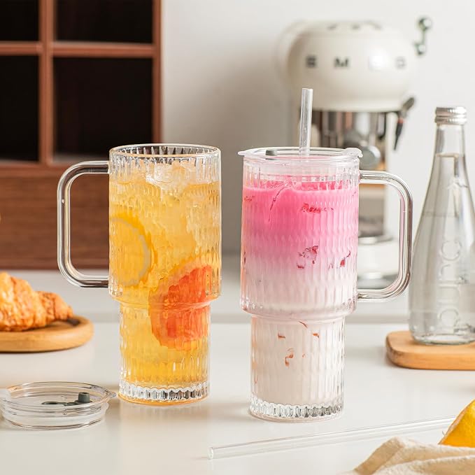 INSETLAN 24 oz Raindrop Glass Tumbler - Image 3