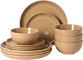 Gibson Home Rockaway 12-Piece Round Stoneware Dinnerware Set, Service by GibsonHomewares