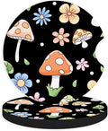 2pcs Cute Pink Mushrooms Car Coasters, Absorbent Universal neoprener Cup Holder by Unknown