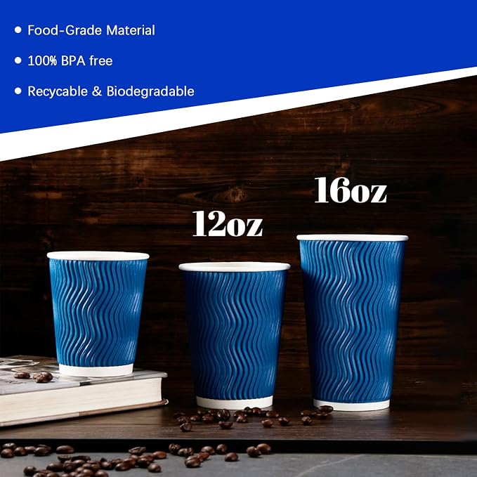 Lamosi 500 Count 12 oz Insulated Disposable Paper Coffee Cups Bulk No Lids | - Image 5