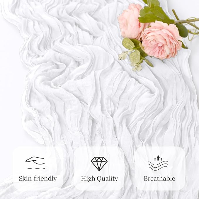 6 Pack White Cheesecloth Table Runner 17x108 Inch Semi Sheer Boho Gauze Cheese - Image 7