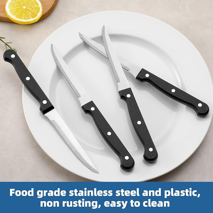 Steak Knives Set of 16, Sharp Triple Rivet Steak Knife Sets, High-Carbon - Image 3