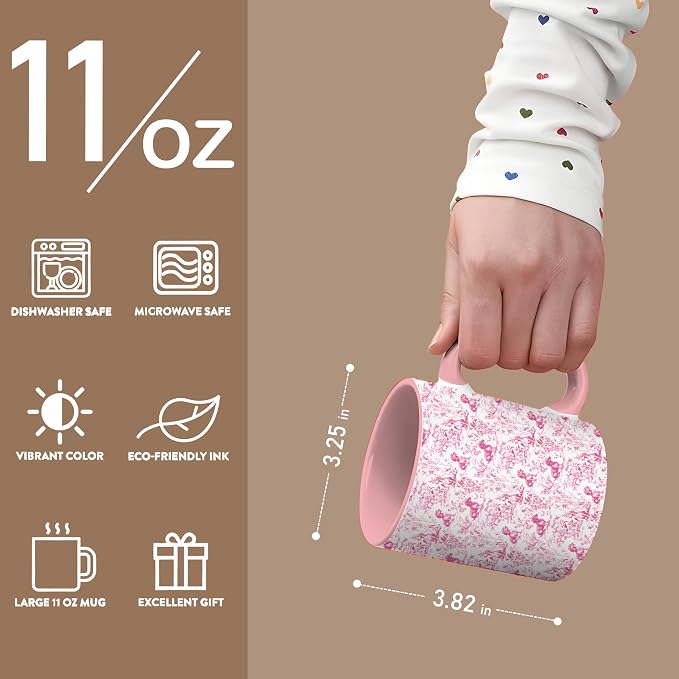 Pink Chinoiserie Dachshund Mug, Grandmillennial Sausage Weiner Dog Coffee Tea - Image 6