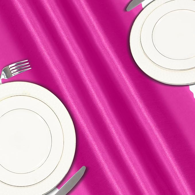 VACVELT Hot Pink Satin Table Runners, 12x72 Inch, 2 Pack, Scalloped Edge | - Image 5
