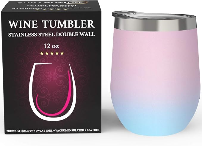 CHILLOUT LIFE 12 oz Stainless Steel Wine Tumbler - Image 2