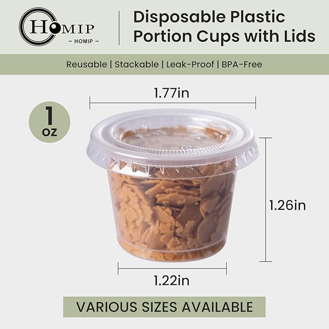 HOMIP 100PACK 1oz Plastic Portion Cups - Image 2
