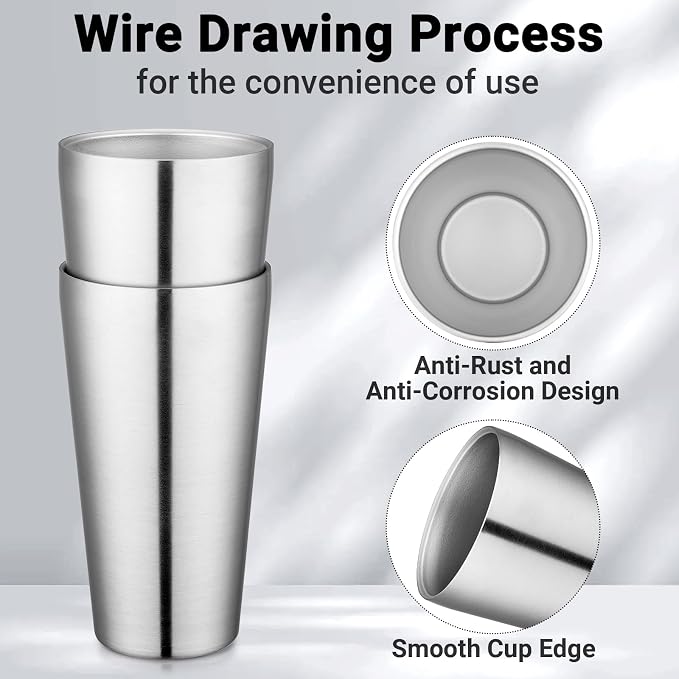 Beasea Stainless Steel Cups 19 oz, 8 Pack Large 18.6oz 550ml Stainless Steel - Image 3