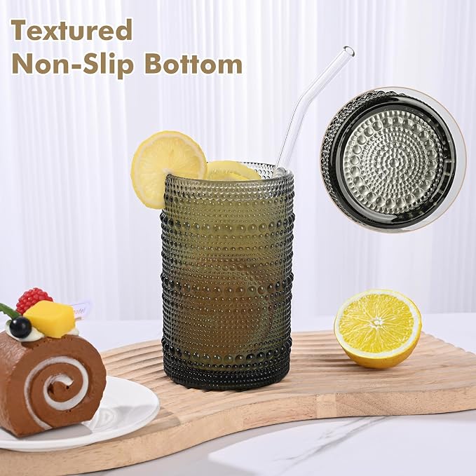 ZMOWIPDL 12oz & 15oz Hobnail Drinking Glasses, - Image 5