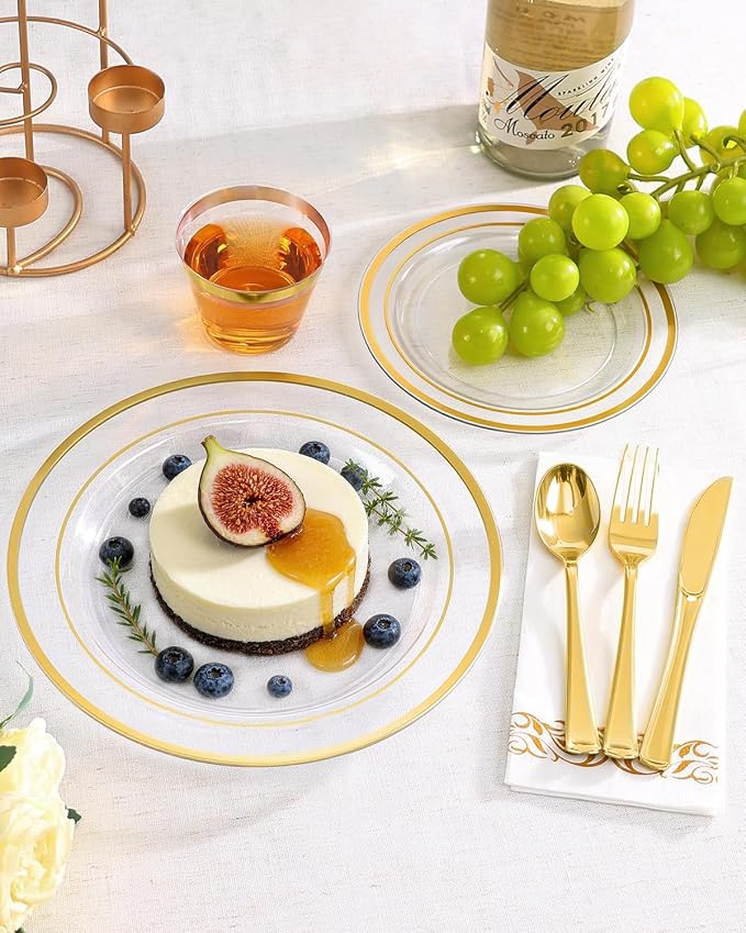 700 Pieces Clear Gold Disposable Dinnerware Set - Image 4