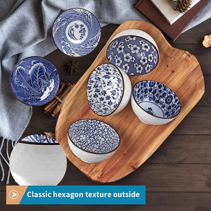 Ceramic Rice Bowls 10 oz, Japanese Style Bowl Gift Set - Image 4