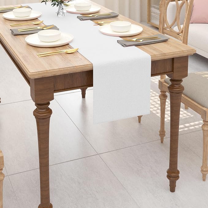 Soft Caddice Faux Linen Table Runner Cloth 2 Side - Image 2