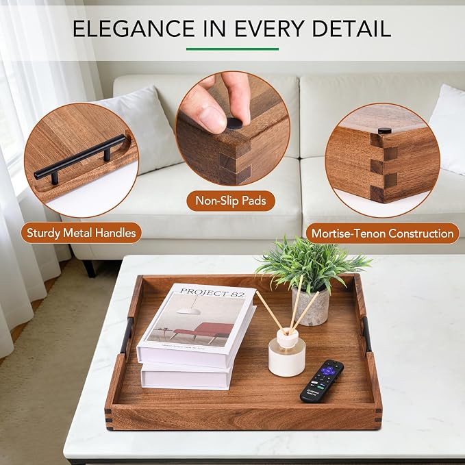 Joy&Grace Acacia Wood Ottoman Tray - Image 3