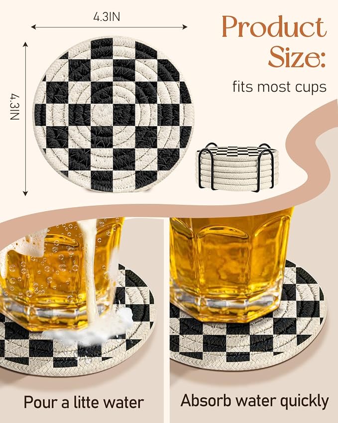Absorbent Cup Coasters Set of 6 - Image 4