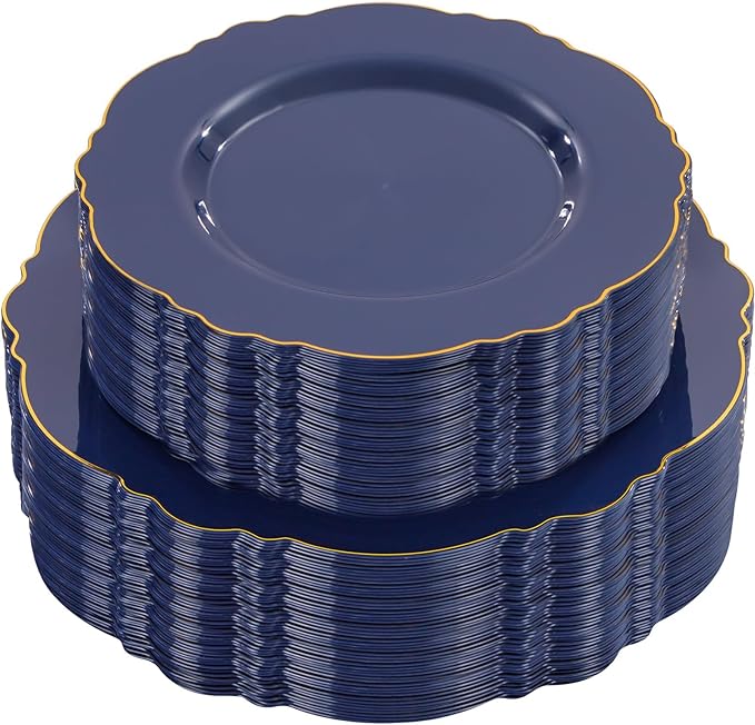 100pcs Blue Plastic Plates by WDF