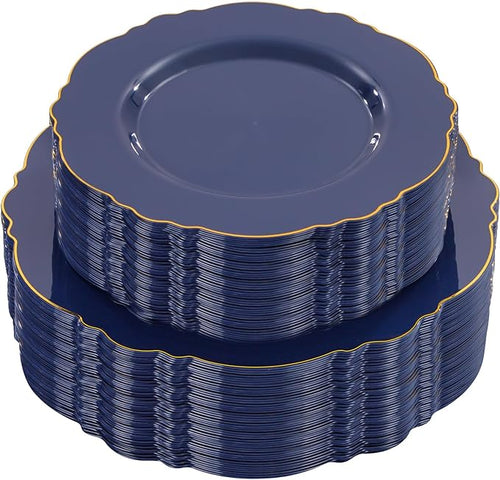 100pcs Blue Plastic Plates by WDF