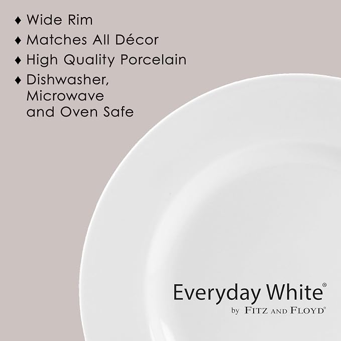 Everyday White Classic Rim Set of 4 Salad Plates, 8.25 inch - Image 5