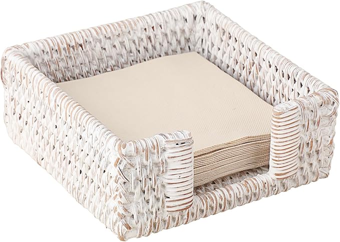 Sumnacon Napkin Holder for Table, Square Cocktail Napkin Holders, Wicker Rattan by Sumnacon