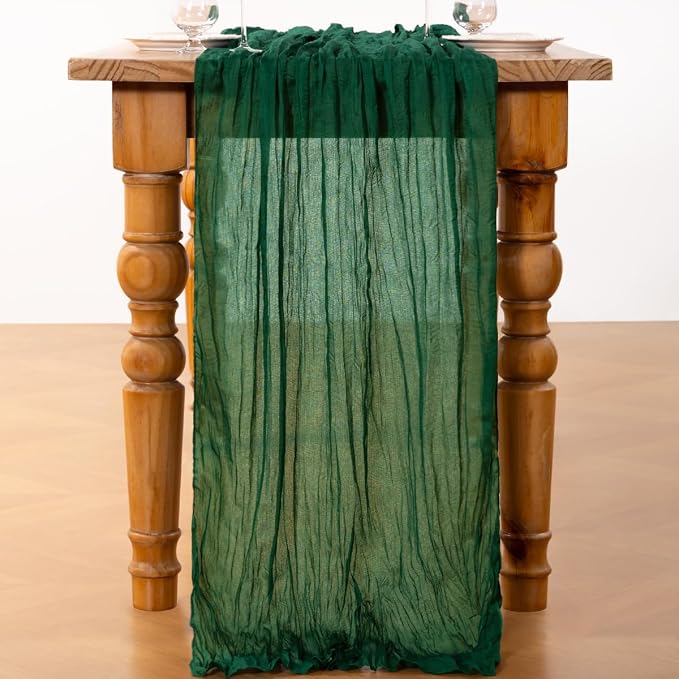 DeZerlor Emerald Green Cheesecloth Table Runners 6 Pack Christmas Runners | - Image 4