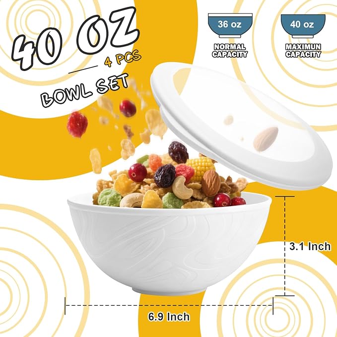 Wheat Straw Bowls Set 40 OZ, Unbreakable Bowls - Image 2